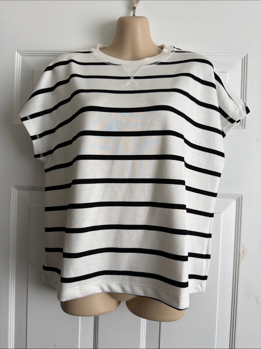 Danskin Black & White Striped Short-Sleeve Tee